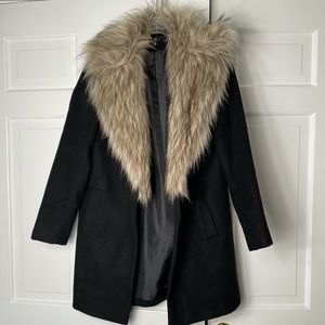 Missguided Faux Fur Trim Collar Black Jacket